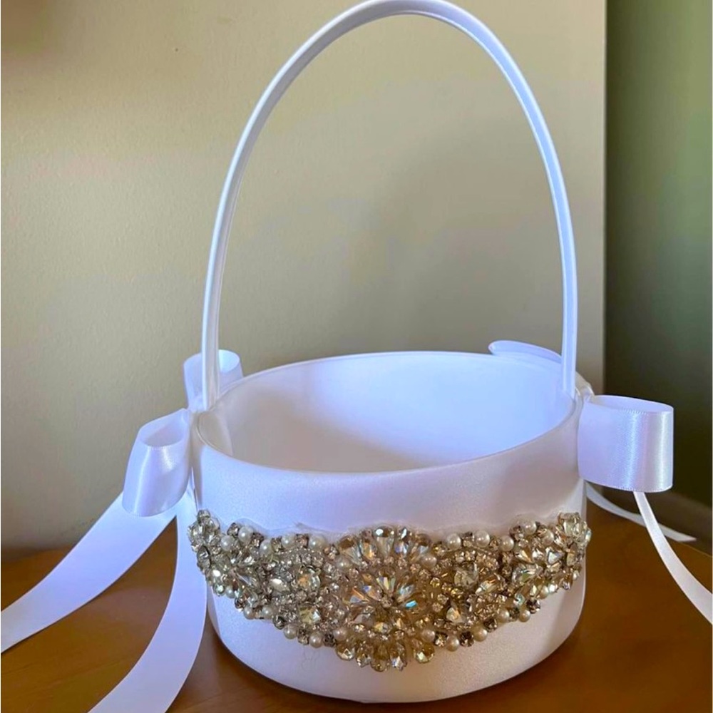 Bejeweled Flower Girl Basket